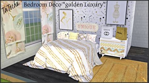 Golden Luxury Bedroom Deco At Tatschu S Sims4 Cc Sims 4 Updates Navy