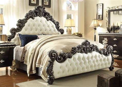 Luxury Italian Cali King Size Bed Frames Bedroom Furniture Dark Brown