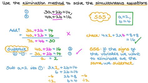 Question Video Solving Simultaneous Equations By Elimination Nagwa