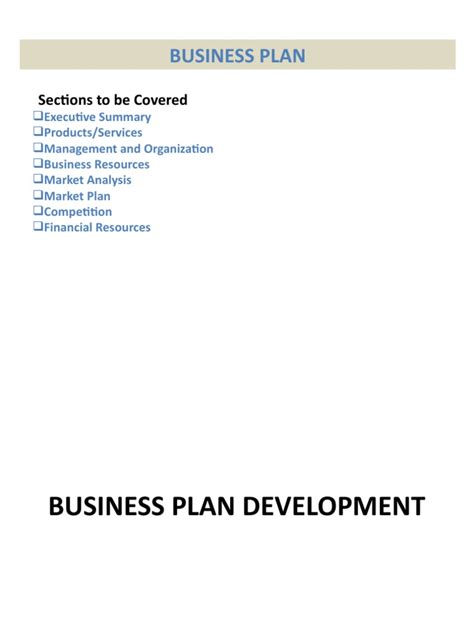 Business Plan Sections To Be Covered Pdf Market Segmentation
