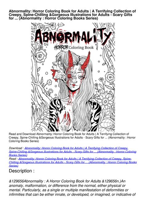 Pdf Read Online Abnormality Horror Coloring Book For Adults A