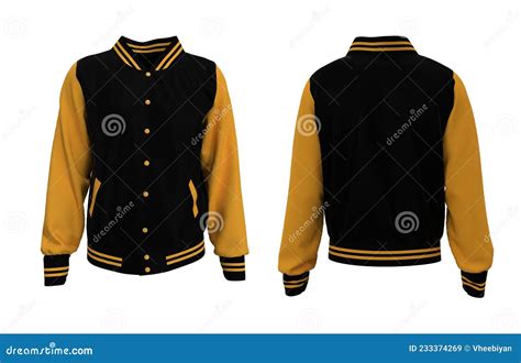 Varsity Jacket Mockup In Front Side And Back Views Stock Illustration