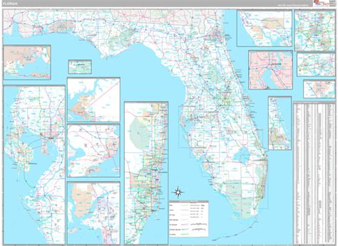Florida Wall Map Premium Style By Marketmaps Mapsales