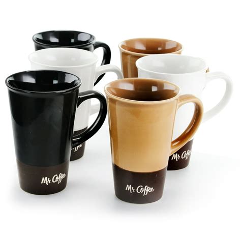 mr coffee cafe zortea 6 piece 16 ounce ceramic mug set in assorted colors