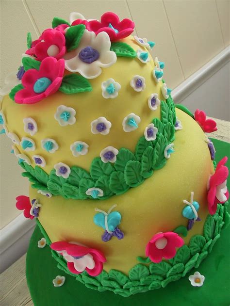 Flower Fondant Cake Fondant Cakes Birthday Cake Birthday Cake With