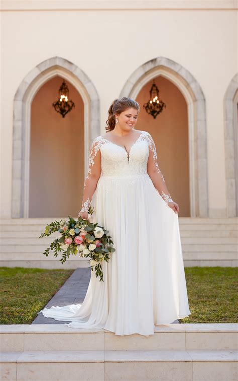 Long Sleeved Casual Plus Size Wedding Dress Stella York