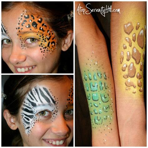 Halloween face painting • stenciled animal prints - Atop Serenity Hill