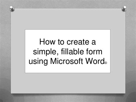 How To Create A Fillable Form In Word 2013