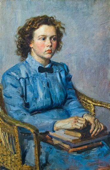 Artwork By Albert Stepanovitch Papikian Portrait Of A Girl In A Blue