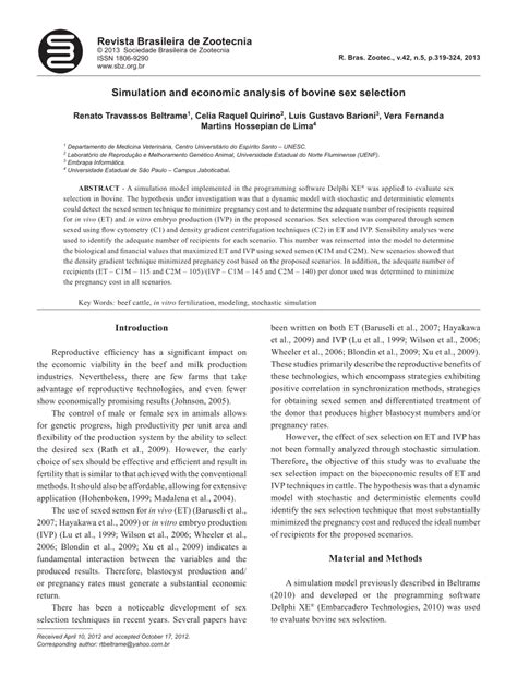 Pdf Simulation And Economic Analysis Of Bovine Sex Selection