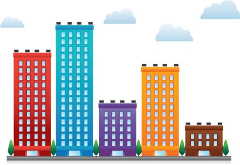Download Colored Buildings Representing Demographics Buildings