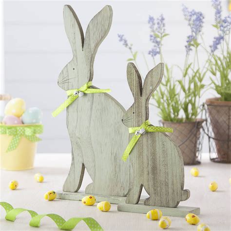 Pair Of Wooden Easter Bunnies Easter Crafts Rabbit Crafts Spring Crafts
