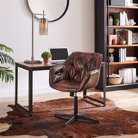 Volans Mid Century Vintage Cute Faux Leather Swivel Office