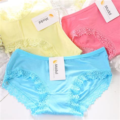Women Modal Solid Lace Underwear Sexy Lady Bamboo Comfort Panties Womens Underwears Cheap