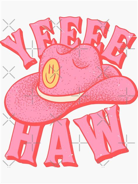 Yeehaw Pink Cowboy Cowgirl Rodeo Hat Preppy Aesthetic Howdy Yall