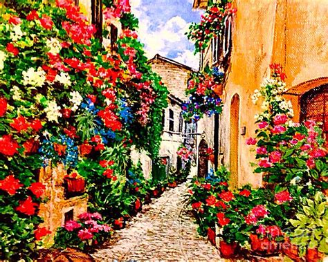 Verona Italy Street Flowers Painting By Alexander Gatsaniouk
