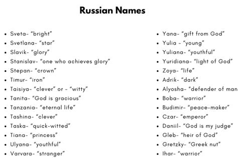 200 Cute Russian Names With Meanings 2024