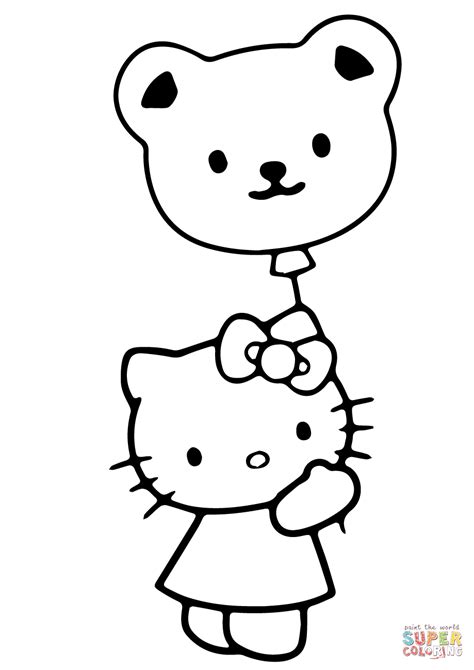 Welcome in free coloring pages site. Hello Kitty ystävänpäiväilmapallon kanssa värityskuva