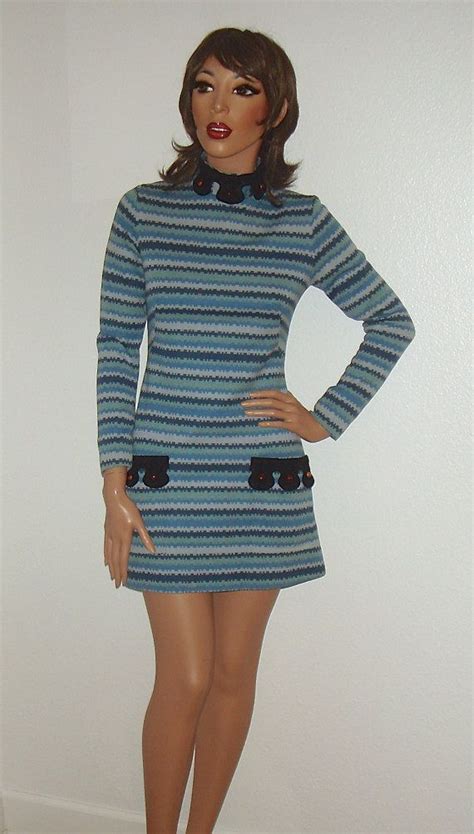 60s Mod Go Go Dress 1960s Striped Knit Mini Dress With Suede Etsy