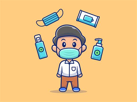 Boy Wear Mask With Health Stuff By Catalyst On Dribbble