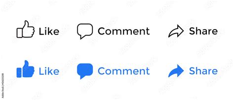 Facebook Like Comment Share Of Social Media Icons Vector