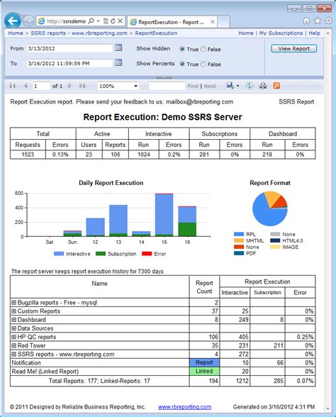 Reliable Business Reporting Inc Ssrs Report Execution Report