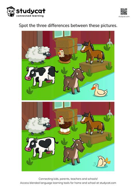 Spot The Difference Farm Animals Activity Printable Pdf