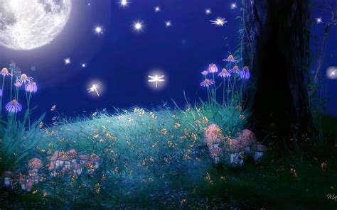 Moon Light And Stars Night Background With Trees Nature Art Images Pixhome