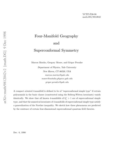 Pdf Four Manifold Geography And Superconformal Symmetry