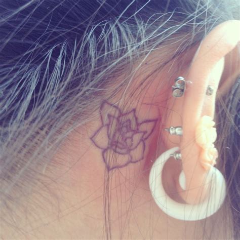I Want This But Looking More Like A Lotus Flower Behind Ear Tattoo