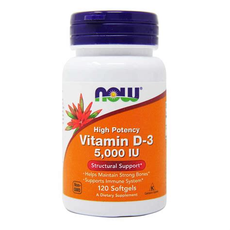 That's because your body can only absorb calcium, the primary component of bone, when vitamin d is present. Now Foods Vitamin D-3 5000 IU High Potency - 120 Softgels ...