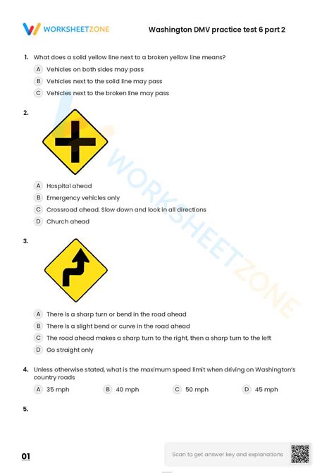 Free Printable Washington DMV Practice Test Part Worksheet, 46% OFF