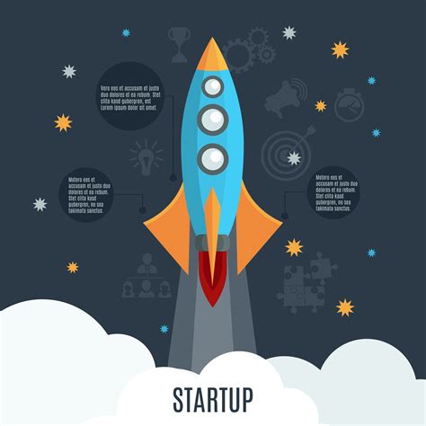 Business Startup Rocket Launch Flat Poster 468745 Vector Art At Vecteezy