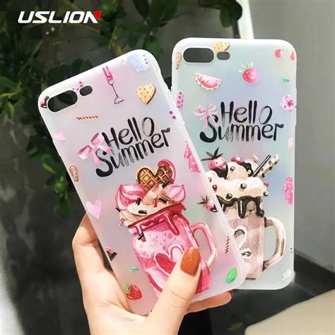 Uslion Cute 3d Relief Ice Cream Phone Case For Iphone 7 8 Plus Hello