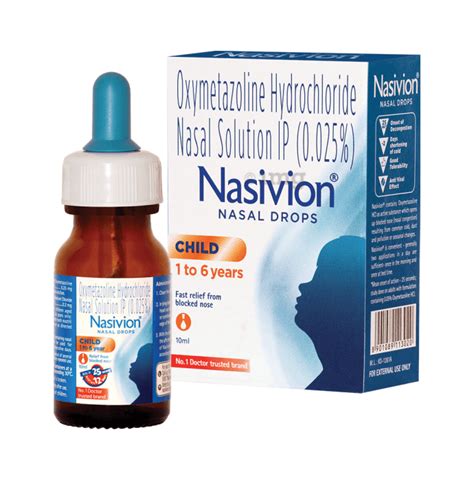 Only thing is what concentration you are using and which type you are using. Nasivion 0.025% Paediatric Nasal Drops: Buy bottle of 10 ...