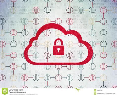 Cloud Computing Concept Cloud With Padlock On Stock Illustration