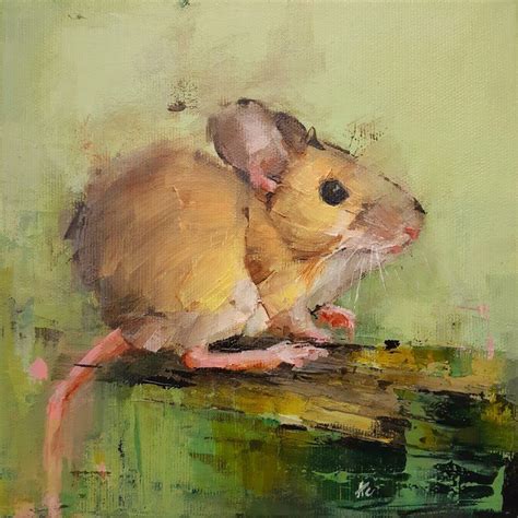A Painting Of A Mouse Sitting On Top Of A Table