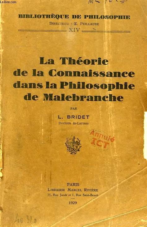 La Theorie De La Connaissance Dans La Philosophie De Malebranche Par