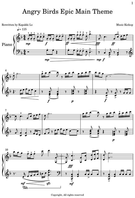 Angry Birds Epic Main Theme Sheet Music For Piano