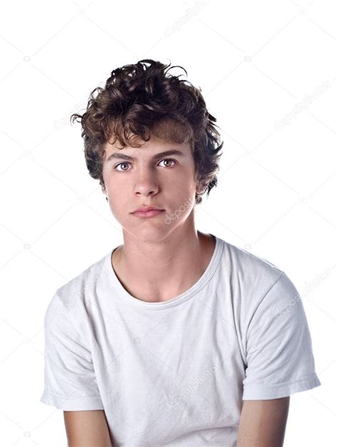 Cute Teenage Boy Portrait On White Background — Stock Photo