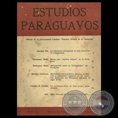 Portal Guaraní Revista De Estudios Paraguayos Vol Ii N° 2 1974