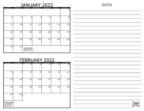 2 Month Calendar 2022 Riset