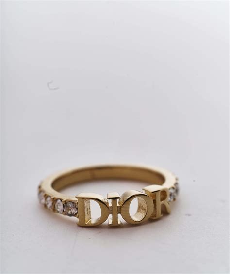 Christian Dior Gold Diamante Ring Dior Luxurypromise