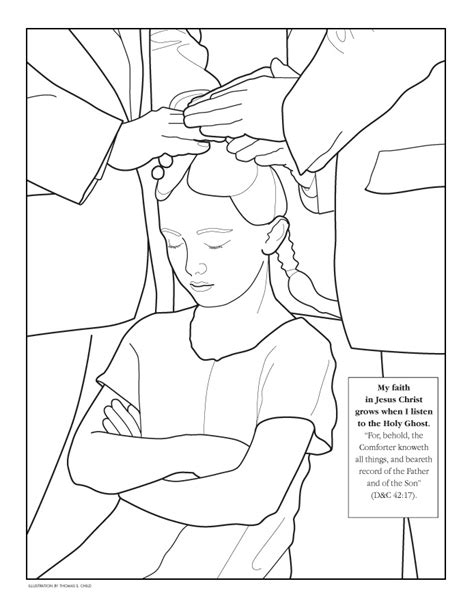 This lds coloring page shows a little boy with a happy expression, sitting. Coloring Page - Liahona Aug. 2007 - liahona