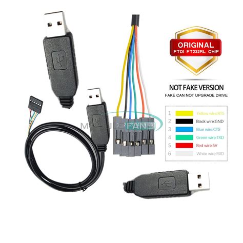 Original 6pin 1m Ftdi Ft232rl Usb To Ttl Rs232 Serial Adapter Cable For
