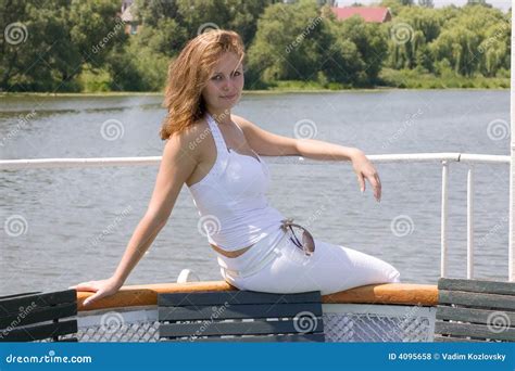 Woman Relaxing On Boat Stock Photo Image Of Trees Caucasian 4095658