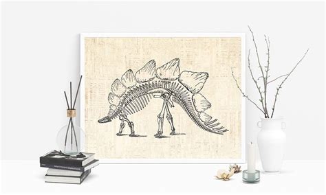 Vintage Stegosaurus Wall Art Print For Prehistoric Home Decoration