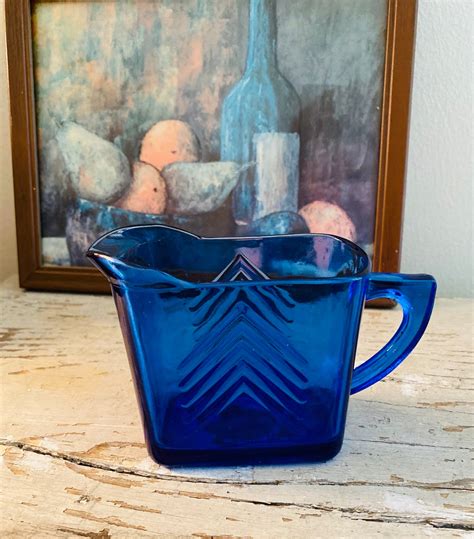 Vintage Hazel Atlas Cobalt Blue Sugar Bowl And Cream Pitcher Etsy