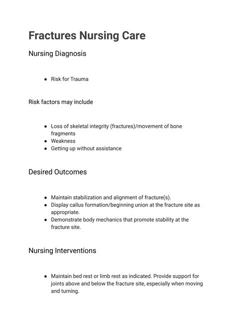 Solution Fractures Nursing Care Studypool