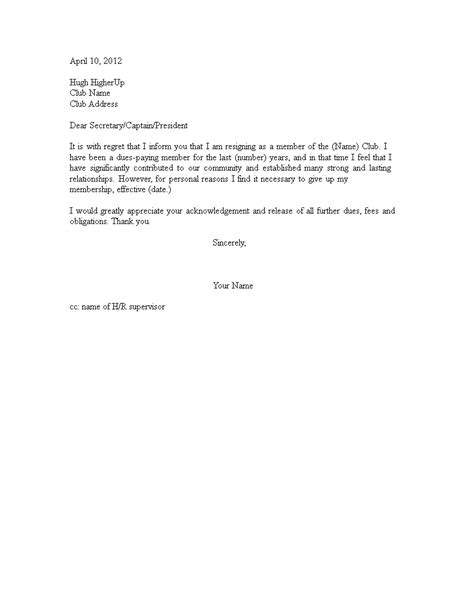 By marisa on july 11, 2016. Golf Club Membership Resignation Letter | Templates at ...